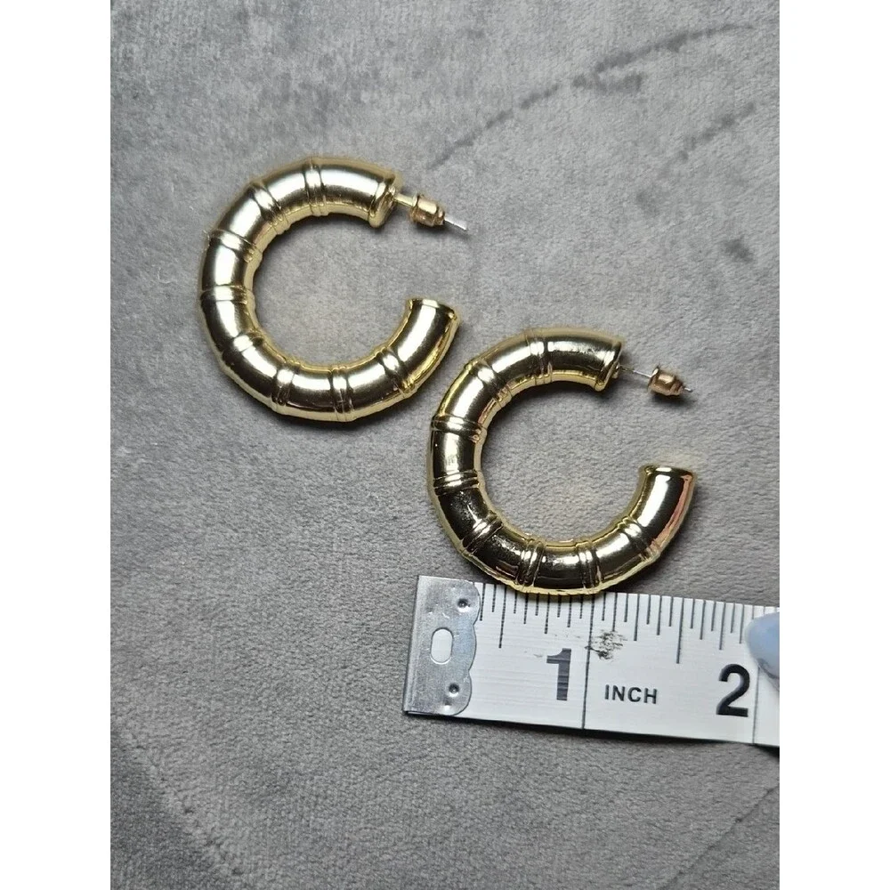 Gold Chunky Hoop Earrings Costume Lightweight- Women Jewelry